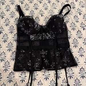 Victoria's Secret Black and Silver Bustier Bra
